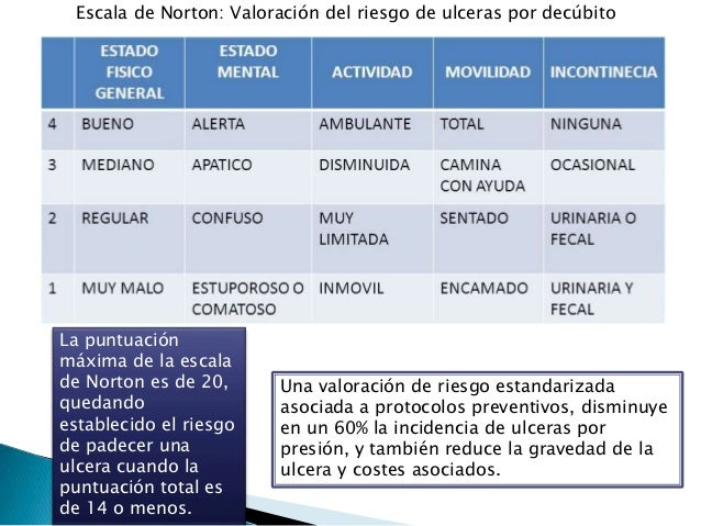 escala de norton ulceras por presion